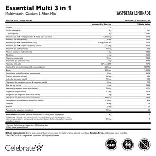 Essential Multi 3 в 1 Мультивитамины с кальцием, смесь для напитков