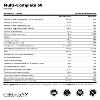 Мультивитамины Multi-Complete 60 Bariatric с железом, капсулы